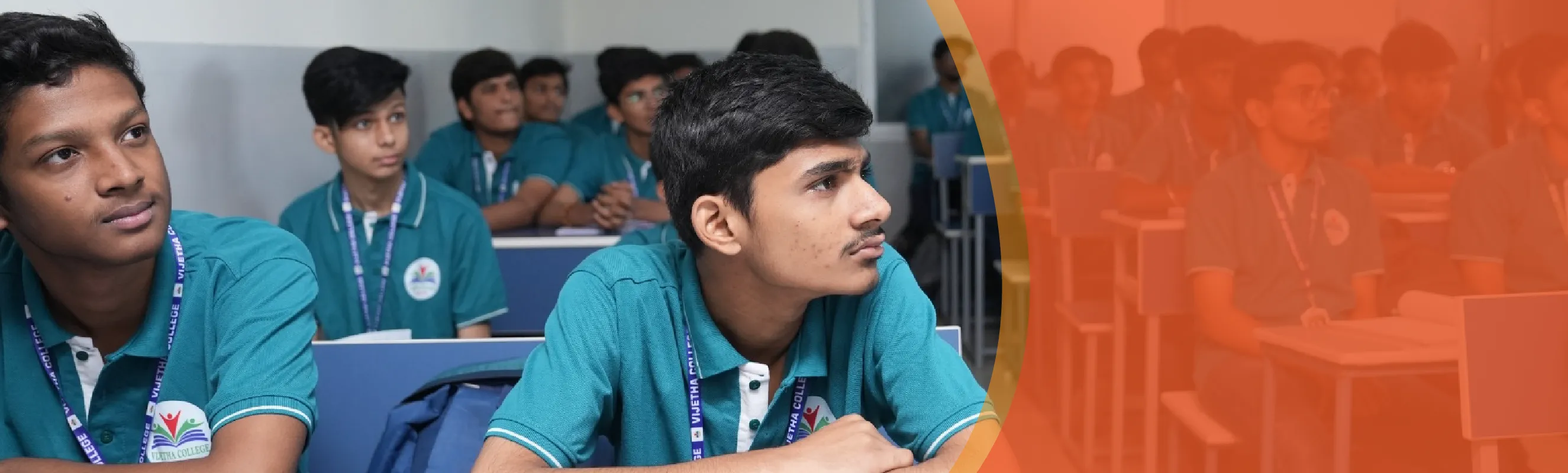 Students in a disciplined academic environment at Vijetha College